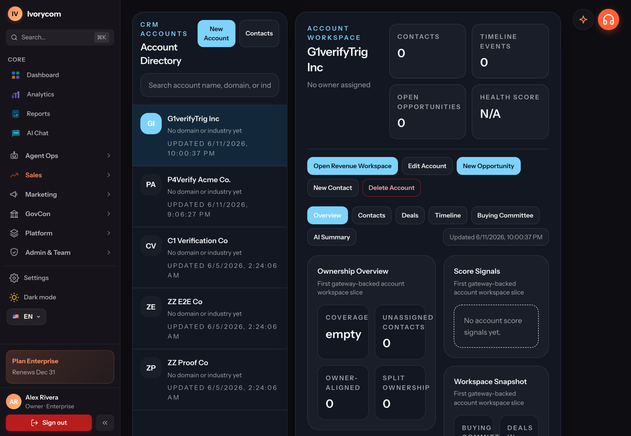Contact intelligence in Ivorycom