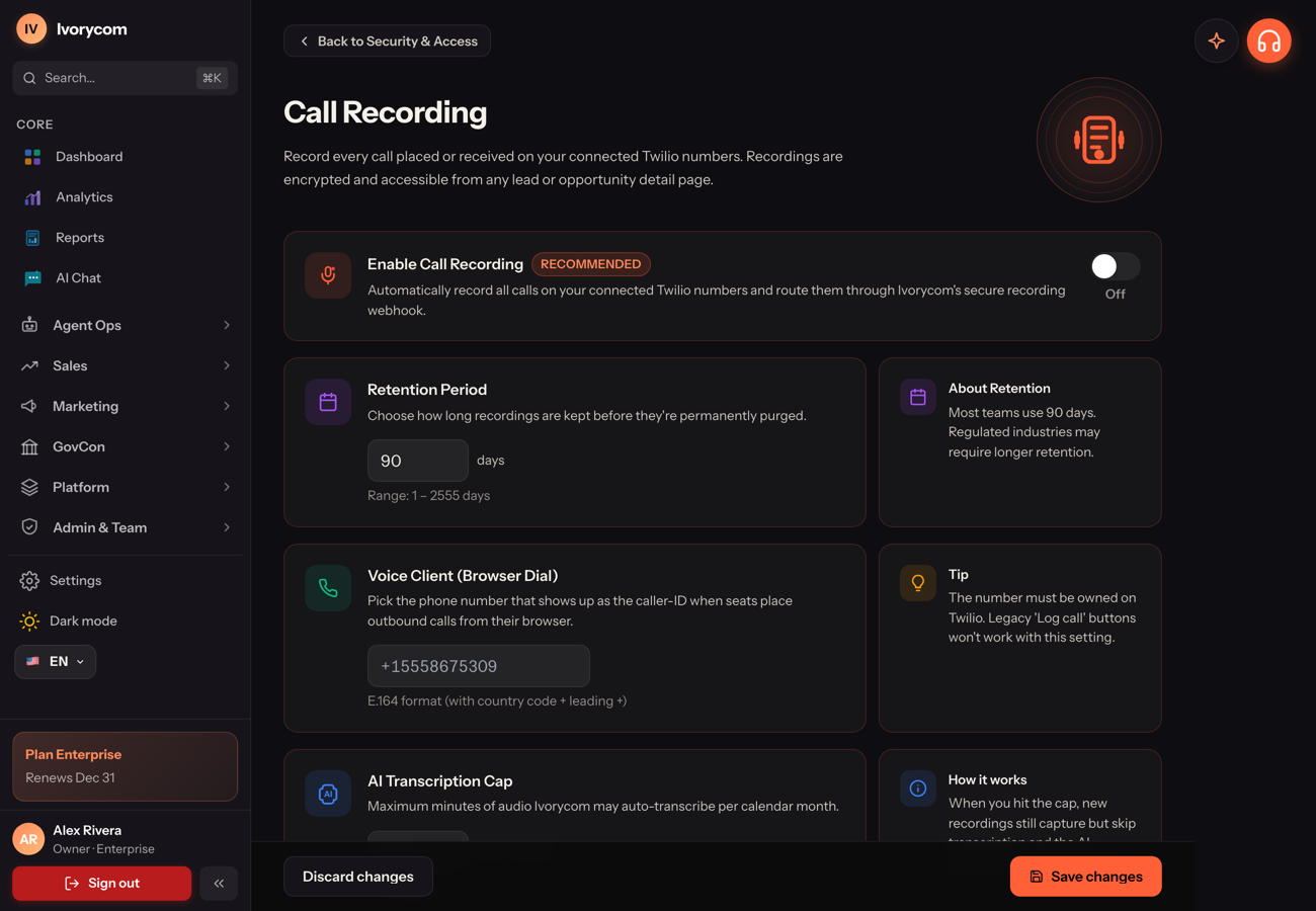 Conversation intelligence in Ivorycom